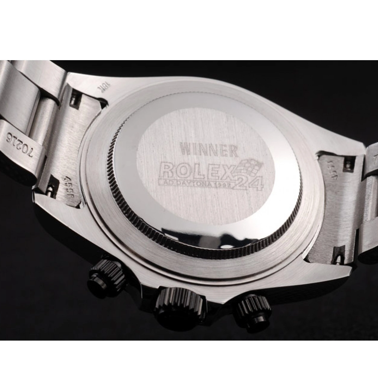 Aaa replica Steel Daytona Rolex Dial Black Enameled Silver Stainless 0615